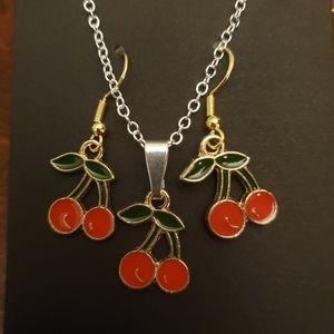 Cherries Earring & Necklace Set - price firm
